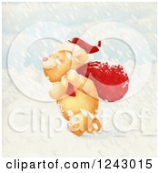 Poster, Art Print Of Cute Christmas Bear Carrying A Sack In The Snow