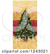 Poster, Art Print Of Painted Christmas Tree Over Red And Gold Texture