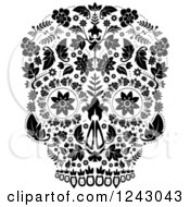 Poster, Art Print Of Floral Black And White Day Of The Dead Skull