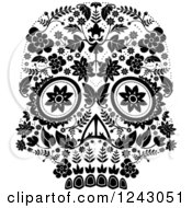 Poster, Art Print Of Floral Black And White Day Of The Dead Skull