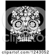 Floral Black And White Day Of The Dead Skull