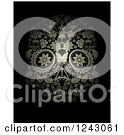 Clipart Of A Floral Day Of The Dead Skull On Black Royalty Free Vector Illustration