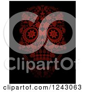Clipart Of A Floral Red Day Of The Dead Skull On Black Royalty Free Vector Illustration by lineartestpilot