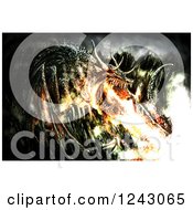 Poster, Art Print Of Painting Of A Fire Breathing Dragon