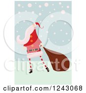 Poster, Art Print Of Santa Claus Dragging A Sack In The Snow