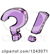 Clipart Of A Purple Question Mark And Exclamation Point Royalty Free Vector Illustration