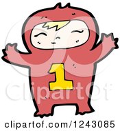 Clipart Of A Happy Blond Baby In A Red 1 Suit Royalty Free Vector Illustration by lineartestpilot