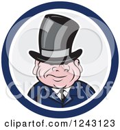 Poster, Art Print Of Chubby Short Man In A Top Hat And Suit In A Circle