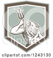 Clipart Of A Roman Sea God Neptune Or Poseidon With A Trident In A Shield Royalty Free Vector Illustration by patrimonio