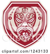 Clipart Of A Tribal Maori Mask With A Tongue Shield Royalty Free Vector Illustration