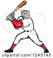 Poster, Art Print Of Cartoon Panther Baseball Player Batting