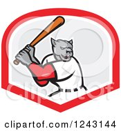 Poster, Art Print Of Cartoon Panther Baseball Player Batting In A Shield