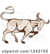 Poster, Art Print Of Profiled Bull Charging