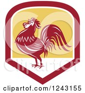 Poster, Art Print Of Retro Red Crowing Rooster In A Shield