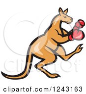 Poster, Art Print Of Cartoon Kangaroo In Boxing Gloves