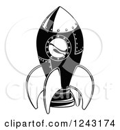 Clipart Of A Black And White Space Rocket Royalty Free Vector Illustration