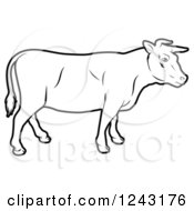 Clipart Of A Black And White Cow In Profile Royalty Free Vector Illustration