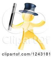 Clipart Of A 3d Gold Man Magician Royalty Free Vector Illustration
