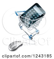 Poster, Art Print Of 3d Computer Mouse Wired To A Shopping Cart With A Calculator