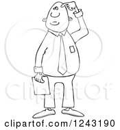 Poster, Art Print Of Black And White Confused Businessman Scratching His Head