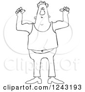 Poster, Art Print Of Black And White Chubby Man Flexing His Muscles