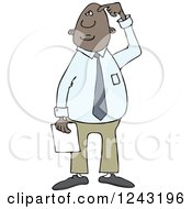 Clipart Of A Confused African American Businessman Scratching His Head Royalty Free Vector Illustration