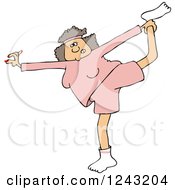 Clipart Of A Chubby White Woman Stretching Or Doing Yoga Royalty Free Vector Illustration