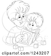 Poster, Art Print Of Black And White Father Reading A Story Book To His Son