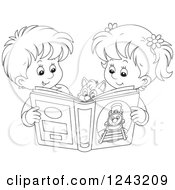 Poster, Art Print Of Black And White Boy And Girl Reading A Story Book To Their Cat