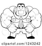 Clipart Of A Black And White Brute Muscular Businessman Smiling Royalty Free Vector Illustration