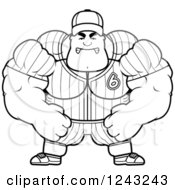 Poster, Art Print Of Black And White Mad Brute Muscular Baseball Player Man