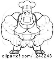 Poster, Art Print Of Black And White Brute Muscular Male Chef Or Nutritionist