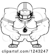 Clipart Of A Black And White Brute Muscular Football Player Man Grinning Royalty Free Vector Illustration