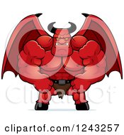 Clipart Of A Red Brute Muscular Winged Demon Royalty Free Vector Illustration by Cory Thoman