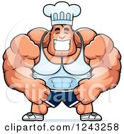 Clipart Of A Caucasian Brute Muscular Male Chef Or Nutritionist Royalty Free Vector Illustration