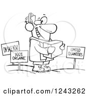 Poster, Art Print Of Black And White Cartoon Man Holding Ice Around Sales Signs
