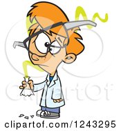 Clipart Of A Cartoon Caucasian Boy Scientist With An Experiment Gone Bad Royalty Free Vector Illustration