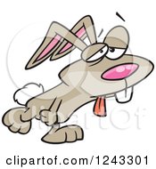 Clipart Of A Cartoon Tired Easter Bunny Rabbit Royalty Free Vector Illustration