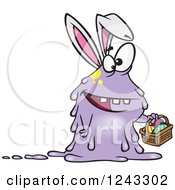 Clipart Of A Cartoon Monster Easter Bunny Rabbit Holding A Basket Royalty Free Vector Illustration