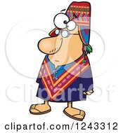 Clipart Of A Cartoon Peruvian Man Royalty Free Vector Illustration