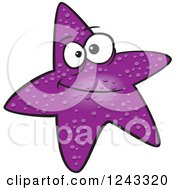 Clipart Of A Purple Cartoon Skeptical Starfish Royalty Free Vector Illustration