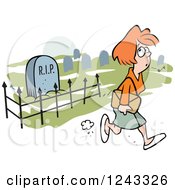Poster, Art Print Of Caucasian Woman Whistling While Walking Past A Graveyard