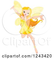 Poster, Art Print Of Beautiful Yellow Fairy Holding Her Arms Up
