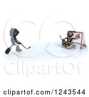 Poster, Art Print Of 3d Red And Blue Android Robots Playing Hockey 2