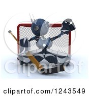 Poster, Art Print Of 3d Blue Android Robot Hockey Goalie