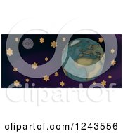 Poster, Art Print Of 3d Sewn Earth Moon And Stars