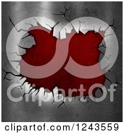 Poster, Art Print Of 3d Cracked Metal Surface Revealing Red Beneath