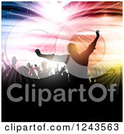 Poster, Art Print Of Silhouetted Cheering Crowd Over Colorful Shooting Lights