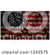 Clipart Of A 3d Dark Crumpled American Flag Royalty Free Illustration