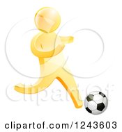 Poster, Art Print Of 3d Gold Man Playing Soccer